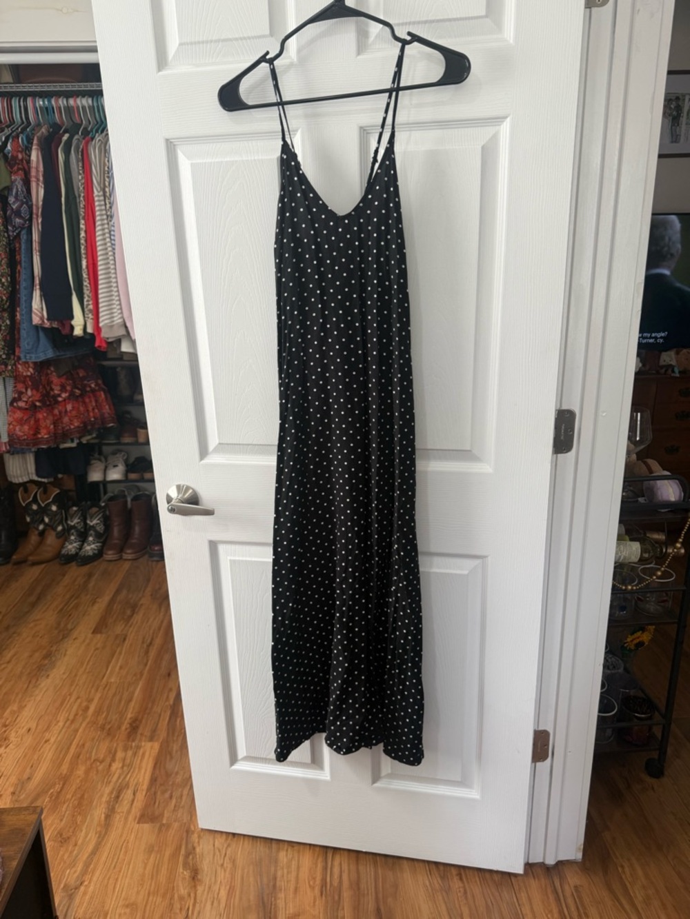 Old Navy Black Maxi Dress with White Polka Dots